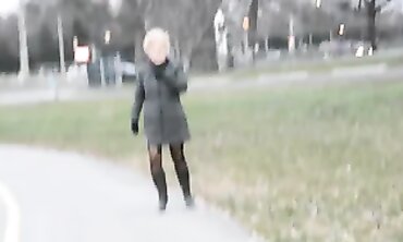 Mature Flasher Shows Off Lace Bodysuit On Boardwalk