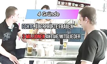 German Threesome: Card Game Loss Leads to Anal and Blowjob