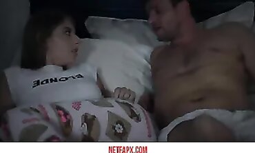 POV Stepdad Boinks Brunette Stepdaughter While Wife Sleeps
