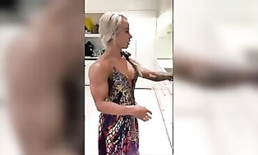 Stunning Ash-Blonde Ripped Beauty Shows Off Muscular Ass in Sundress