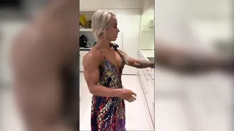 Stunning Ash-Blonde Ripped Beauty Shows Off Muscular Ass in Sundress