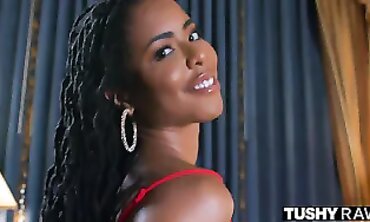 Kira Noir Anal Goddess In Crimson Dress With Buttplug