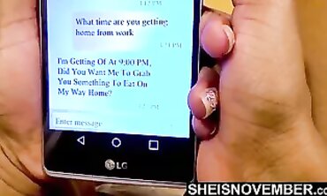 Ebony MILF Pees While Texting Stepdad About Sex