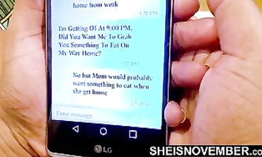 Ebony MILF Pees While Texting Stepdad About Sex