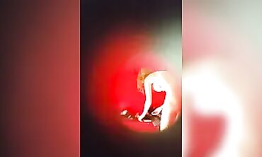 Sneaky Outdoor Cabin Voyeur: Two Brunette Wives