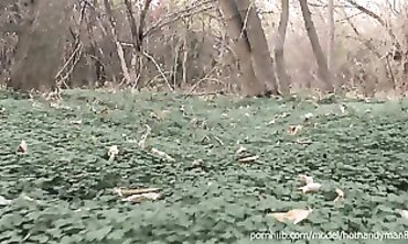 Halloween MILF in the Woods Gives a Blowjob for Cum