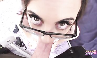 Nerdy Brunette with Glasses Gets Anal Doggystyle