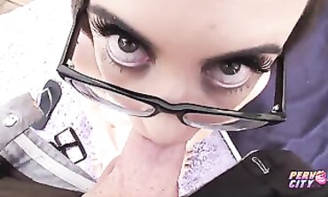 Nerdy Brunette with Glasses Gets Anal Doggystyle