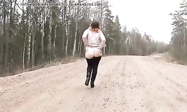 Huge Russian MILF Brunette Shows Off Massive Booty On The Street