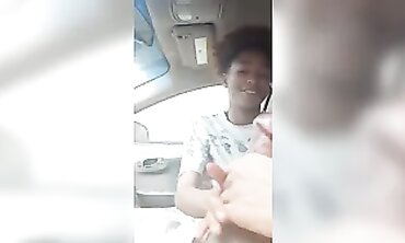 Ebony MILF Takes Amateur Blowjob in Dark Car Outdoors
