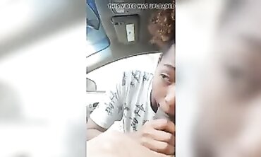 Ebony MILF Takes Amateur Blowjob in Dark Car Outdoors