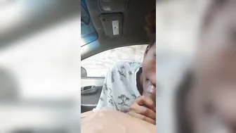 Ebony MILF Takes Amateur Blowjob in Dark Car Outdoors