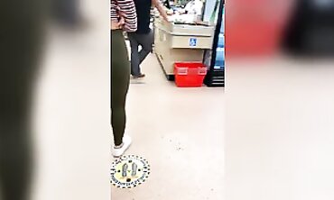 Candid Latina Caught From Behind in Grocery Store