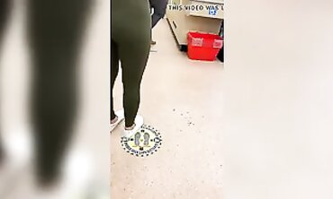 Candid Latina Caught From Behind in Grocery Store
