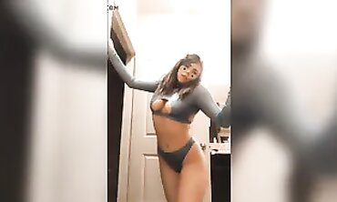 Teaser Dance Party! Hot Nineteen Year Old Striptease with Clamps & Dancing