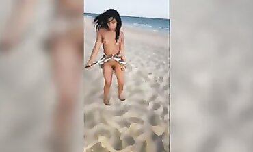 barely legal Brazilian Brunettes Dancing and Teasing on the Beach