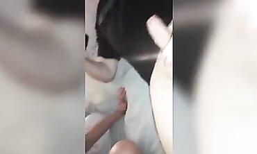 Hotwife Brunette Gives Blowjob to Husband's British Friend