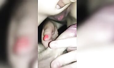 Hotwife Brunette Gives Blowjob to Husband's British Friend