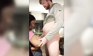 Black GF - Old Man Gets A Huge Facial From His Big Bootied Teen Girlfriend