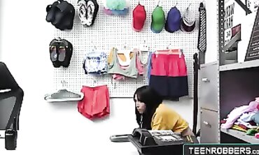 Petite Judy Jolie Caught Stealing Gets Rough POV Blowjob