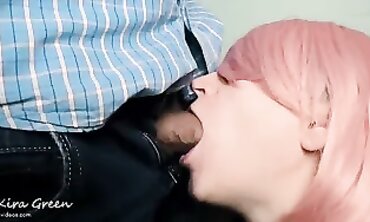 Kira Green Gives Deepthroat Blowjob With Pulsating Facial