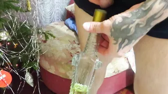 Russian MILF Mommy in Bondage Pisses into Glass Bottle