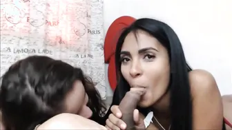 Ebony BBC Threesome with Double Blowjob Action
