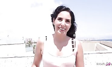 GERMAN SCOUT - Inborn Hispanic snatch with facehole Linda Pickup and Pounded at Real Street Audition