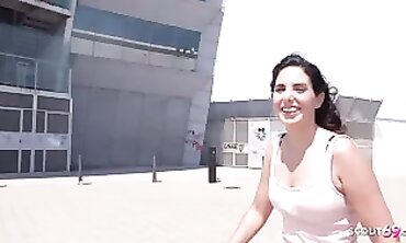 GERMAN SCOUT - Inborn Hispanic snatch with facehole Linda Pickup and Pounded at Real Street Audition