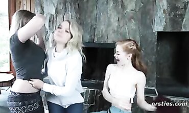 Inexperienced Lesbians Enjoy A Wild Three-Way Party