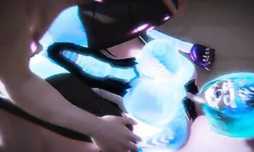 Cyberpunk Holographic Girls 3D Hardcore Sex with Creampie