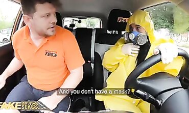 Lexi Dona Strips Her Hazmat Suit at the Fake Driving School
