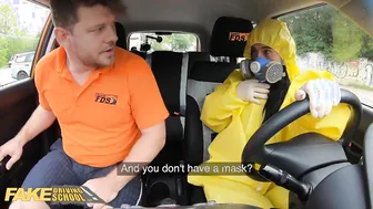 Lexi Dona Strips Her Hazmat Suit at the Fake Driving School