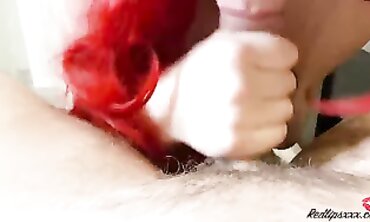 POV Redhead Gets Deep Throat and Creampie Close-Up