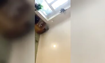 Voyeur Spies Busty Brunette Friend Without a Bra