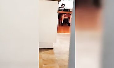 Watching Porn and Jerking Off Under the Table