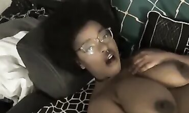 Curvy Ebony Babe Shows Off Her Big Ass on the Couch