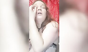 Lippy Tattooed BBW Applies Makeup Topless