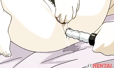 Uncensored Anime Threesome: Brunette MILF Anal & Squirting