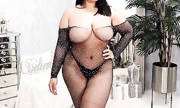 Plus Size Beauty in Lingerie and Stockings