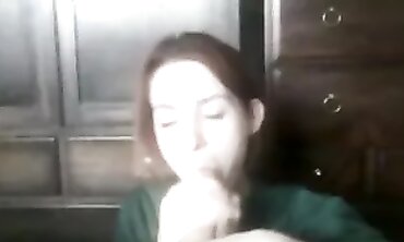 Stunning Redhead Fiancée Caught on Camera Giving a Blowjob