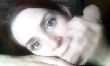 Stunning Redhead Fiancée Caught on Camera Giving a Blowjob