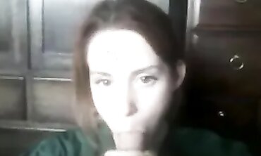 Stunning Redhead Fiancée Caught on Camera Giving a Blowjob