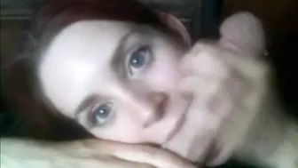 Stunning Redhead Fiancée Caught on Camera Giving a Blowjob