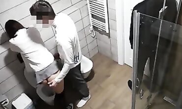 Amateur Party Threesome: Double Penetration in the Restroom