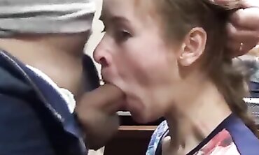 Amateur Office Brunette Gets Deepthroated and Pounded