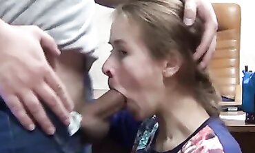 Amateur Office Brunette Gets Deepthroated and Pounded