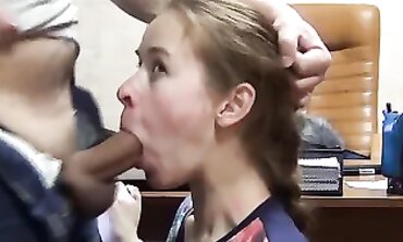 Amateur Office Brunette Gets Deepthroated and Pounded