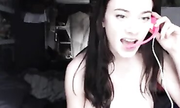 Stunning 19-Year-Old Brunette in Lingerie Webcam Tease