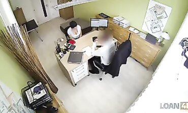 Busty Brunette Gets a Loan With Doggystyle and Blowjob